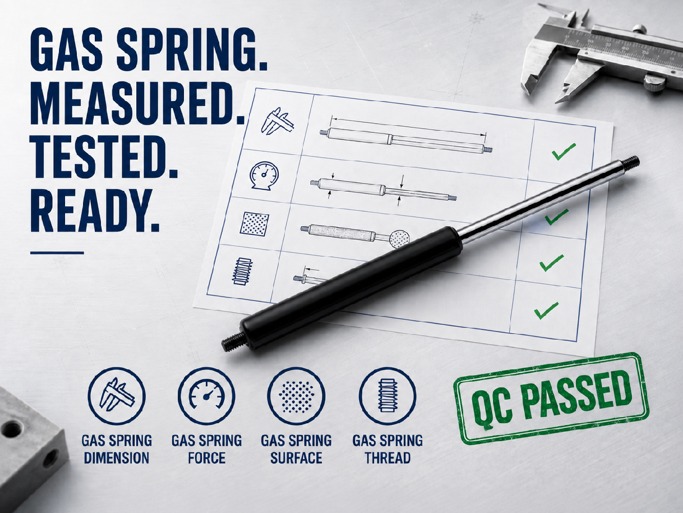 Gas Spring Incoming Inspection: Agree How Dimensions and Force Are Measured